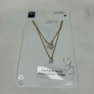 Icing Cubic Zirconia Zodiac Virgo Multi Strand Necklace Gold